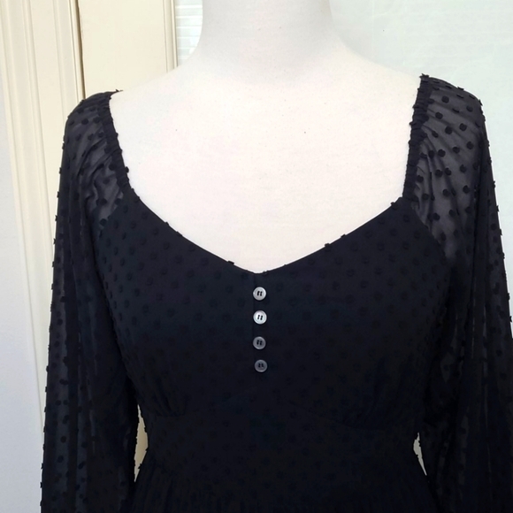 NWT J. Crew Black Tiered Swiss Dot Long Sleeve Dress - Picture 6 of 10